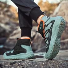 男鞋网面透气款防滑户外钓鱼鞋轮胎底耐磨登山攀岩鞋高帮工装鞋子