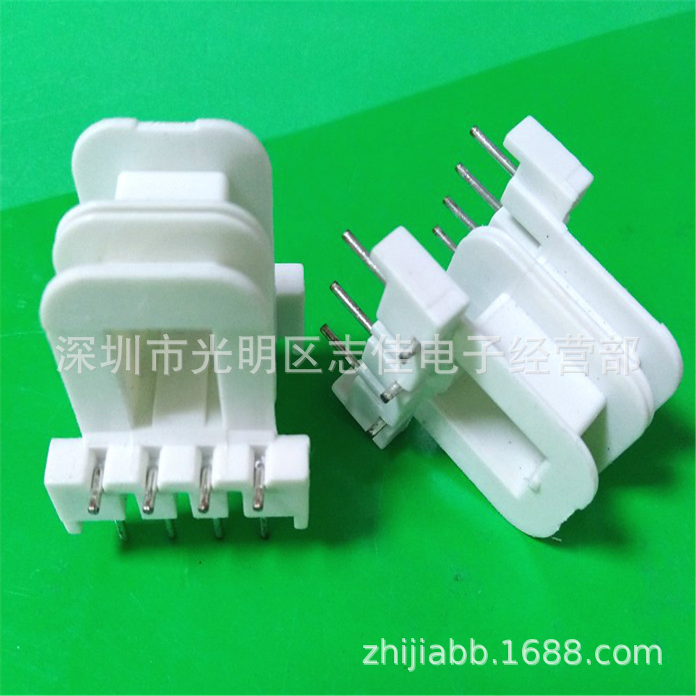 EI28高频磁芯骨架EE28变压器磁芯骨架双槽卧式4+3针L脚 2828 白色
