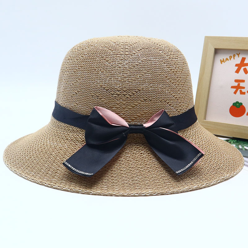 Nuevo sombrero de paja para mujer, sombrero de playa junto al mar, sombrero para el sol de verano de moda salvaje, protector solar, sombrero para el sol de protección UV