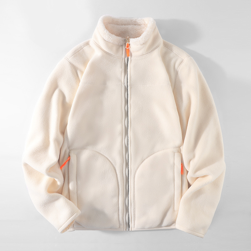 Doble cara para uso de pareja al aire libre chaqueta de terciopelo para hombres y mujeres otoño y invierno más terciopelo grueso abrigo de terciopelo de coral cálido chaqueta de terciopelo de grano agitado