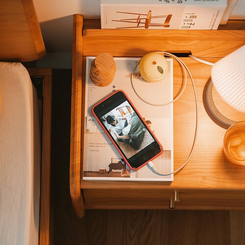 Nordic solid wood nightstand with minimalist modern design, suitable for small bedroom storage, cherry wood nightstand