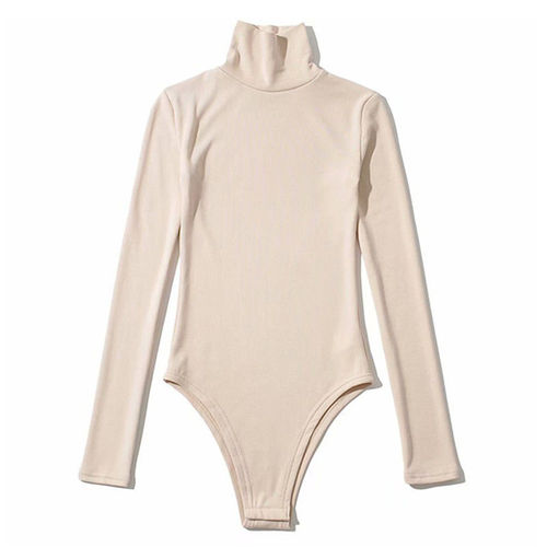Spring and Autumn New Arrival European and American Style High-Neck Long-Sleeved Jumpsuit for Women—All-Match, Seductive Base Layer T-Shirt Top—Trendy