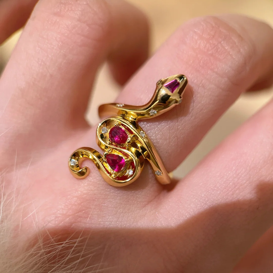 7g Weight Open Rings Classification 1 Piece Quantity Casual, Daily Occasion Copper Material Snake Pattern All Seasons Season Women's Gender Chinoiserie, Vintage Style Style Wholesale Jewelry Chinoiserie Vintage Style Snake Copper Open Rings 5