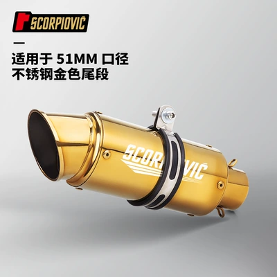 Golden Barrel Tail Muffler 51mm Universal Motorcycle Exhaust Pipe CBR650 Ninja 400 GPR250 (Motorcycle exhaust pipe) - stainless-steel-golden-tail-section