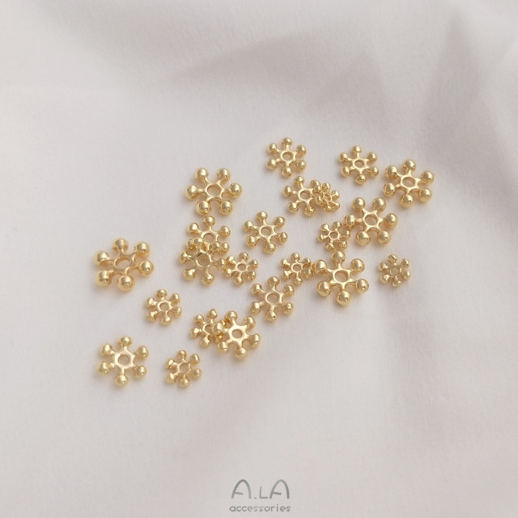 American 14K gold color retaining snowflake exquisite bead spacer handmade diy beaded bracelet necklace accessories