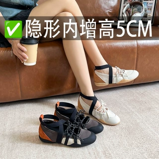 羊皮版~真皮交叉带休闲芭蕾单鞋女夏季新款运动凉鞋浅口玛丽珍鞋