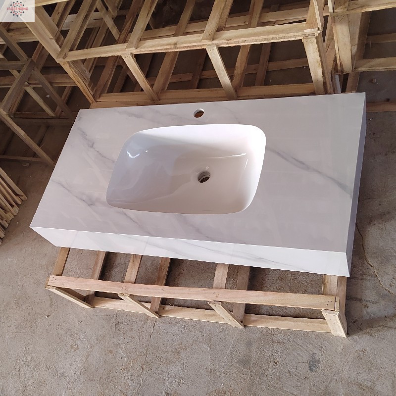 Light luxury rock plate washbasin, bathroom cabinet combination, bathroom integrated ceramic seamless basin, simple and modern washbasin undefined
