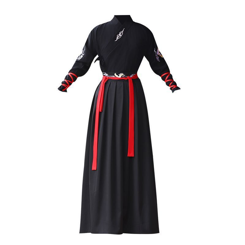 Northern China Wolf-Style Martial Arts Hanfu for Men, Chinese-Style Cross-Collar Student Uniforms, Couple's Improved Ancient Costume for Daily Wear and Sports