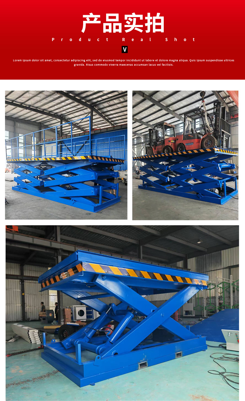 Heavy-duty, in-ground hydraulic lifting platform for workshop cargo handling, featuring a fixed scissor lift