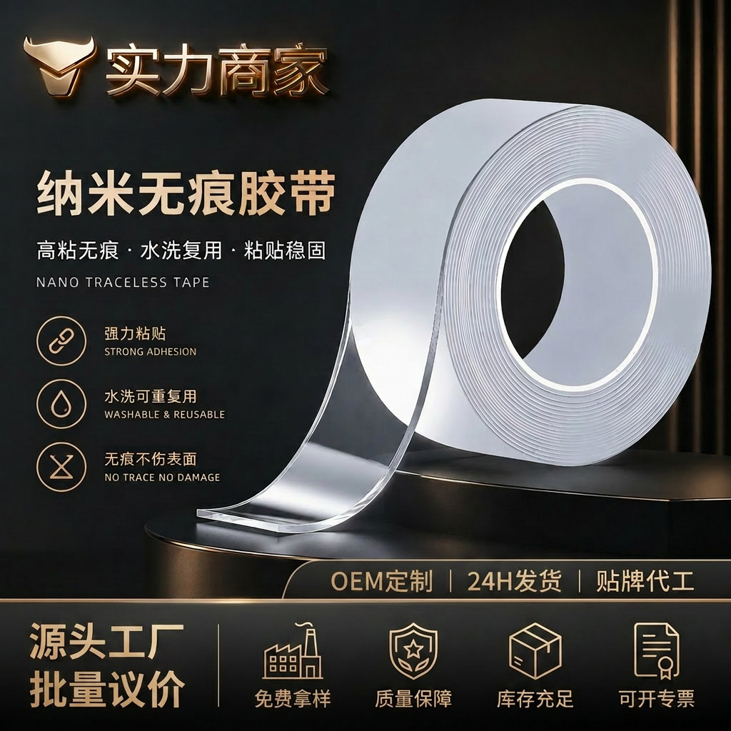 透明纳米双面胶家用魔力胶水洗强力无痕纳米胶办公纳米胶带批发