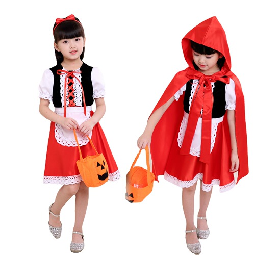 Halloween Little Red Riding Hood Costume Princess Dress Christmas Children Cosplay Performance Masquerade Party Female Fairy Tale