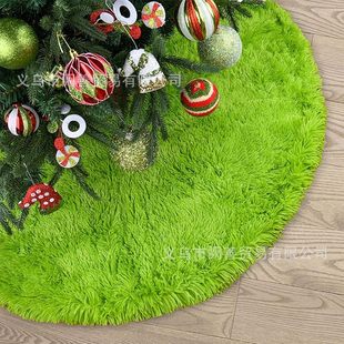 Cross-Border Best-Selling New Fluorescent Green Long-Haired Christmas Tree Skirt Christmas Scene Ornaments Christmas Tree Decoration
