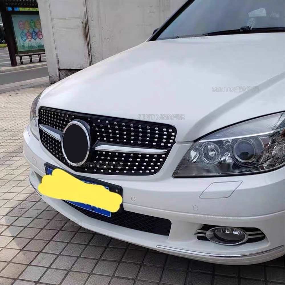 Suitable for 07-14 Mercedes-Benz C-Class W204 C63 Front Bumper Modification with Diamond Grille