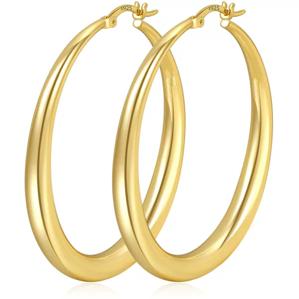 Cross-border New Products 925 Silver Needle Circle Thick Earrings Large Circle Ear Ring Special-shaped Pin Personalized Earrings