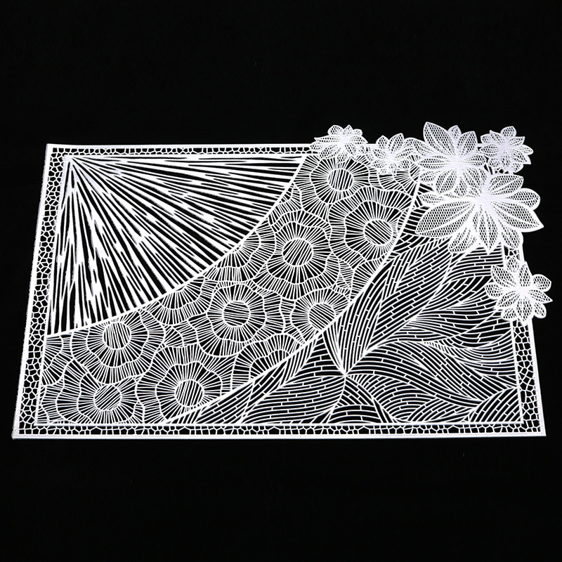 Transfronterizo exclusivo PVC hueco placemat nueva moda bronceado placemat fácil limpieza PU estera de la tabla para la estera de la placa del hotel