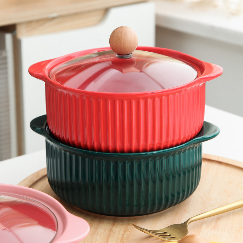 オーダーメイドの陶磁器のカップラーメンを加工して、家庭用のラーメンの碗の両耳のスープの碗の単一の学生の寮の茶碗の食器を持ちます。|undefined