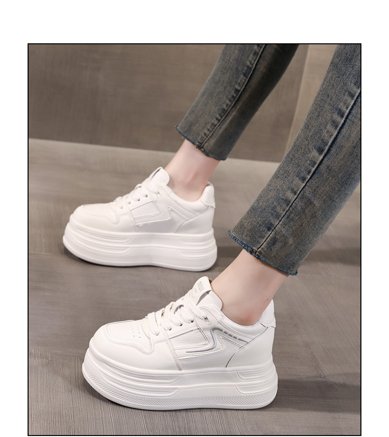 Giày sneaker nữ đế xuồng 8cm tăng chiều cao phong cách đa năng — đen chi tiết 15