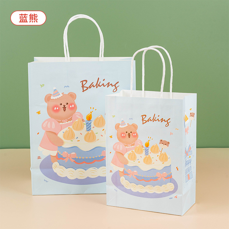 Bolsa de fondo cuadrado a cuadros de color, regalo de vacaciones, bolsa de papel kraft de dibujos animados ins, bolsa de regalo de Navidad de San Valentín