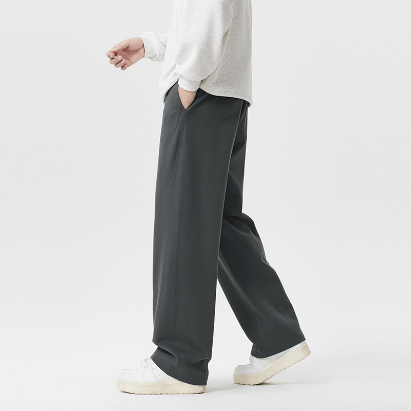 Pantalones americanos de peso pesado para hombres pantalones casuales de moda pantalones largos sueltos y rectos pantalones deportivos gris oscuro