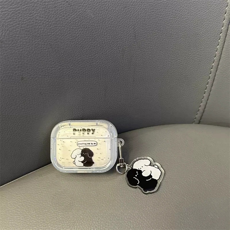 可爱黑色小狗小众适用Airpods1/2代Pro2苹果耳机壳3代相框立体软|undefined