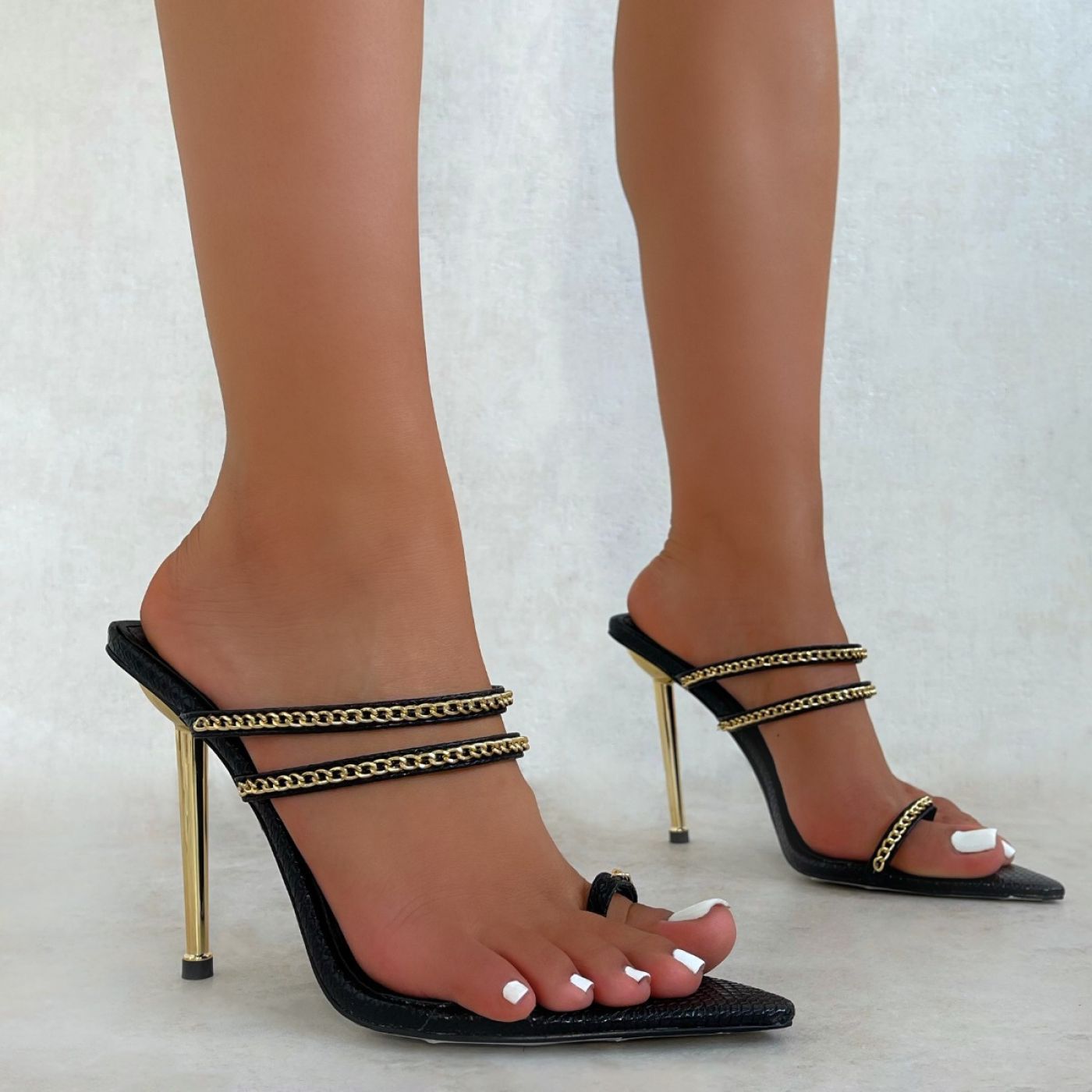 new metal chain pointed toe set toe stiletto NSSO62188