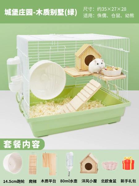 Castle, wooden villa, set