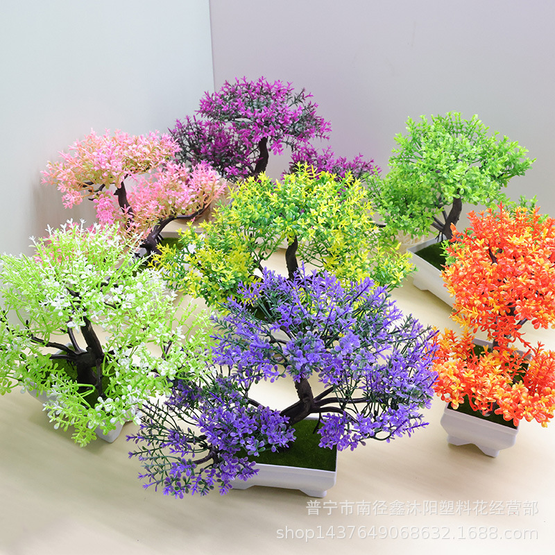 シミュレーション植物盆栽家庭装飾三叉小翠松盆栽テーブルテーブル寝室内造花セットアクセサリー|undefined