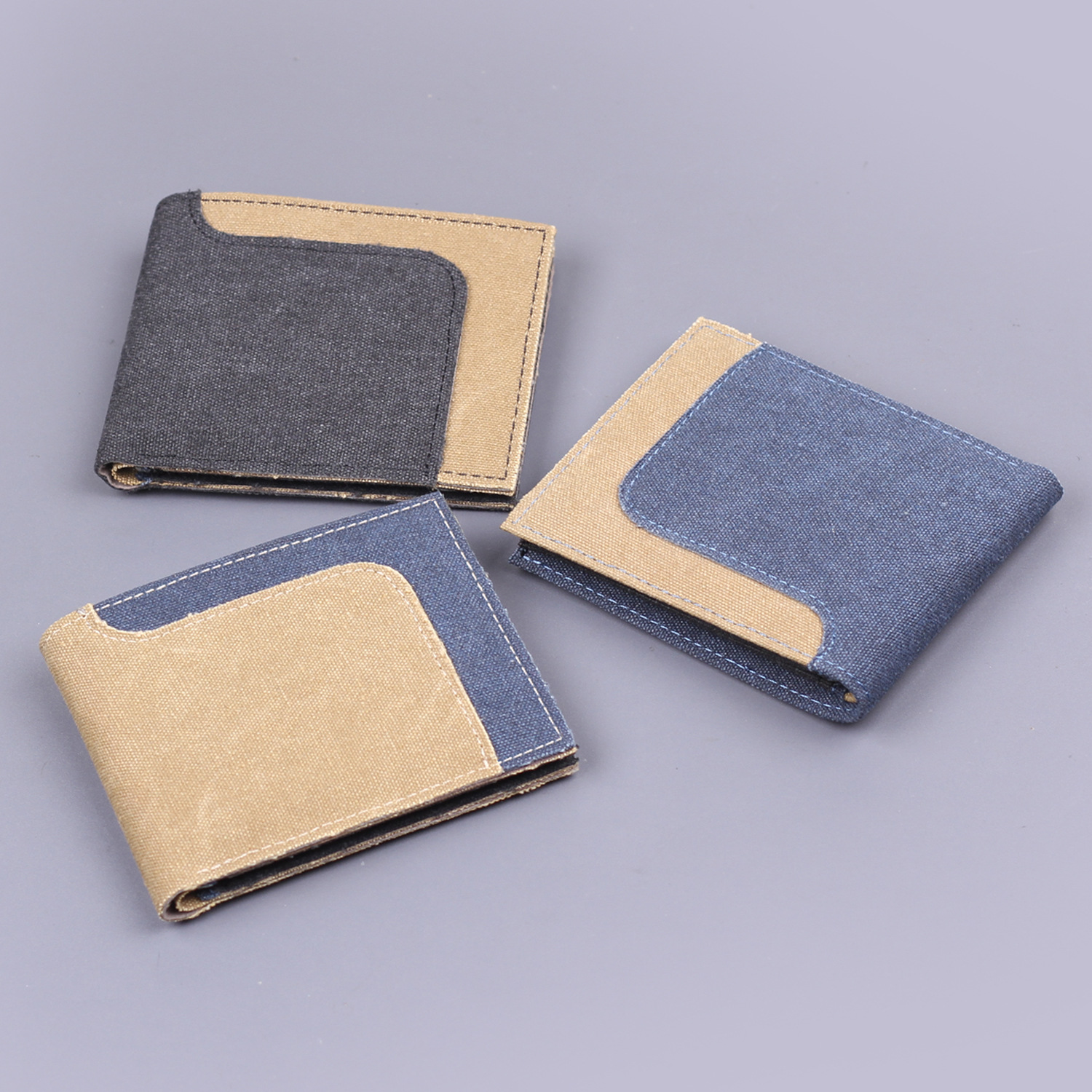 Cartera de lona corta, bolsa de tarjetas para hombres, cartera de hombres, cartera de boletos de hombre, cartera de bolsillo de jeans delgada