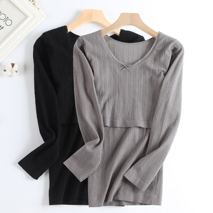 Special Top for Postpartum Breast-feeding Autumn Clothes for Breast-feeding Moon Clothes Single Piece Slim-fit Body-bottoming Shirt Spring and Autumn Long Sleeve