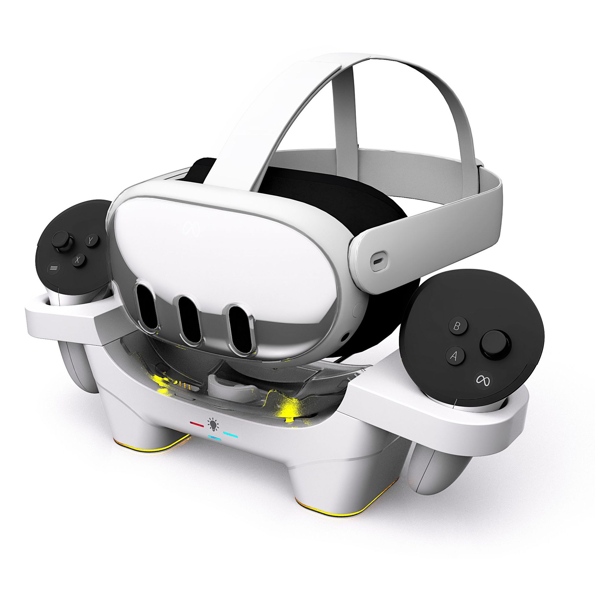 VR眼镜手柄磁吸触点充电底座配电池套装带RGB炫彩灯DZ-803|ru