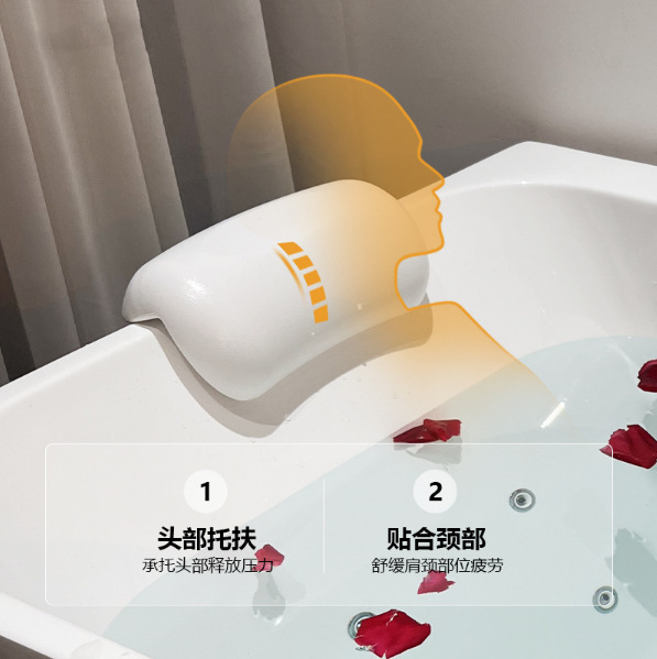Manufacturer's Foam Bath Pillow Hotel Bathtub Pillow Cushion Silicone Suction Cup Pu Anti-Slip Waterproof Bathtub Pillow