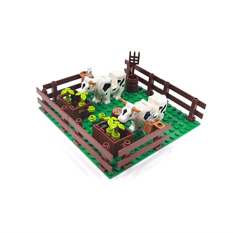 MOC ovejas granja nido de pollo Panda ganado cobertizo pequeña partícula granja bloques de construcción escena neutral empalme juguetes de montaje