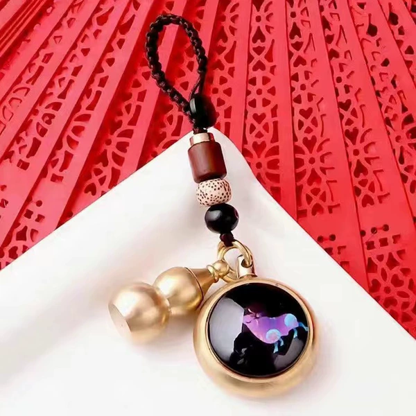 Auspicious cloud rope + luminous [Zodiac Ox] + Copper gourd sends sand