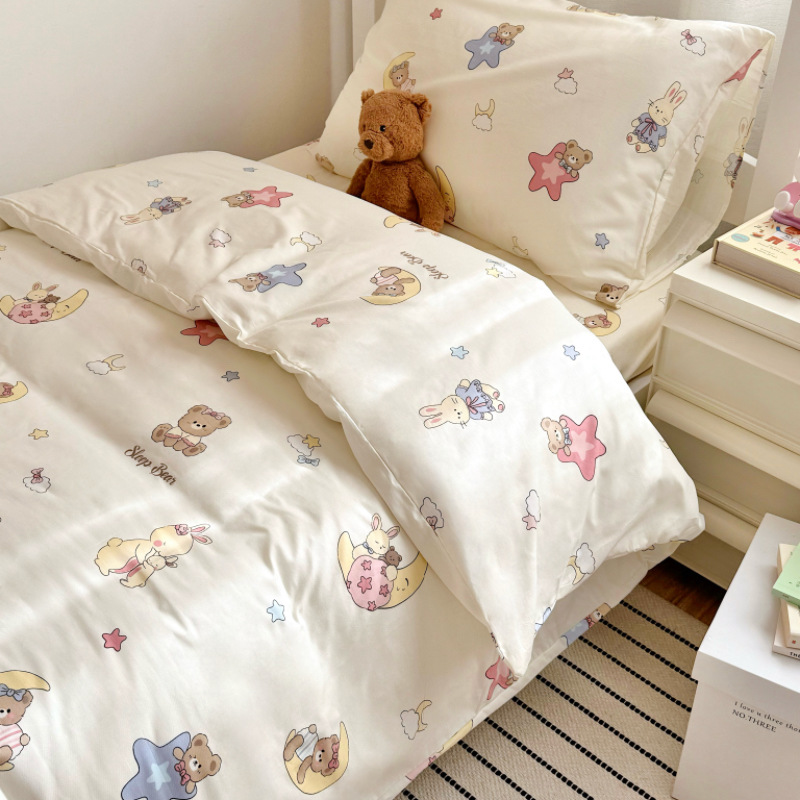 Cama de dormitorio de estudiantes universitarios de algodón de tres piezas tipo sábana de algodón funda de edredón especial litera individual