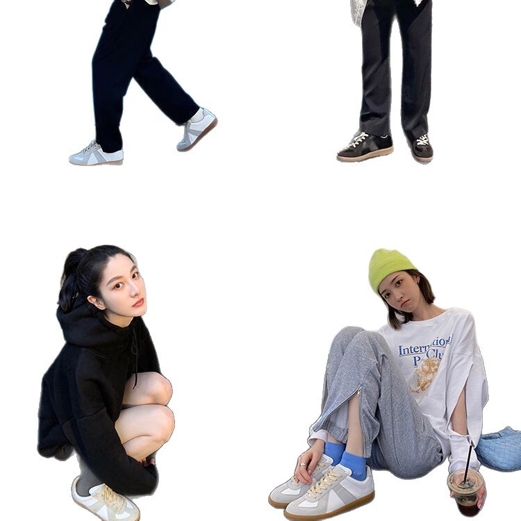 【只卖高端】德训鞋复古男鞋真皮百搭平底板鞋阿甘鞋小众拼色鞋子|undefined