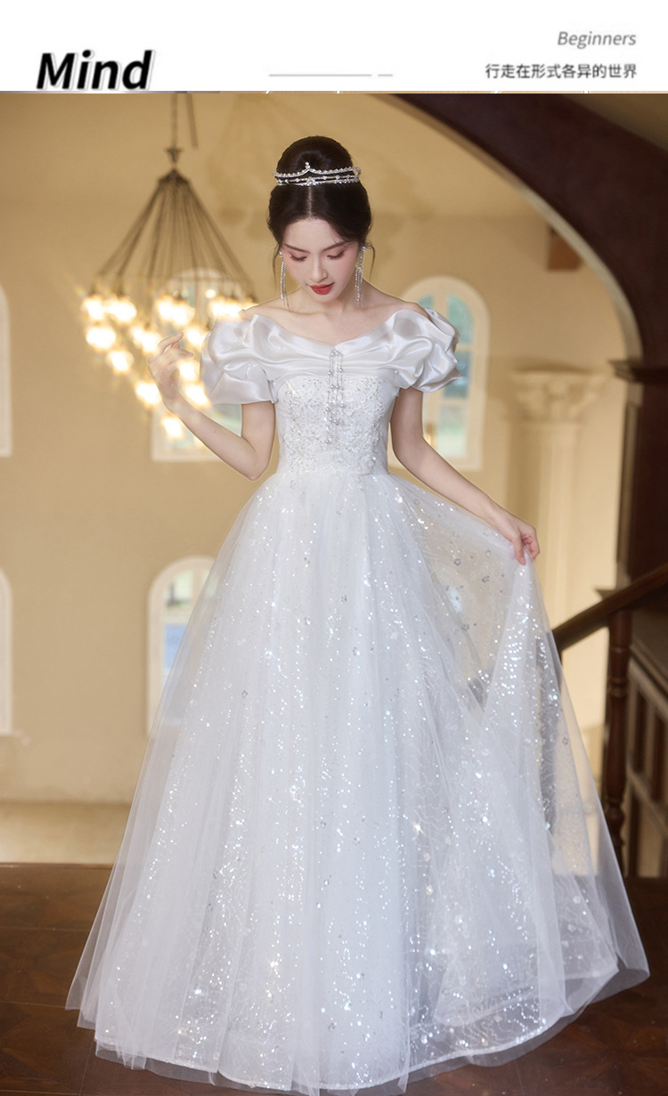白色晚礼服轻奢小众高端2025新款新娘婚纱主持人高级感宴会气质-阿里巴巴