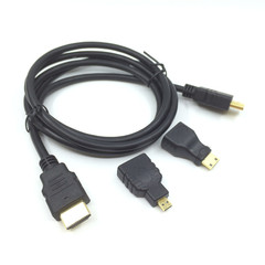 1.4 Version HDMI Cable High Definition Cable Micro HDMI Adapter Mini HDMI Head D-type Micro C-type Three-in-one