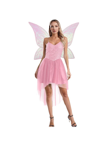 Santa Halloween Costume Cosplay Role Play Dress Playful Fairy Elf Wings Clothing