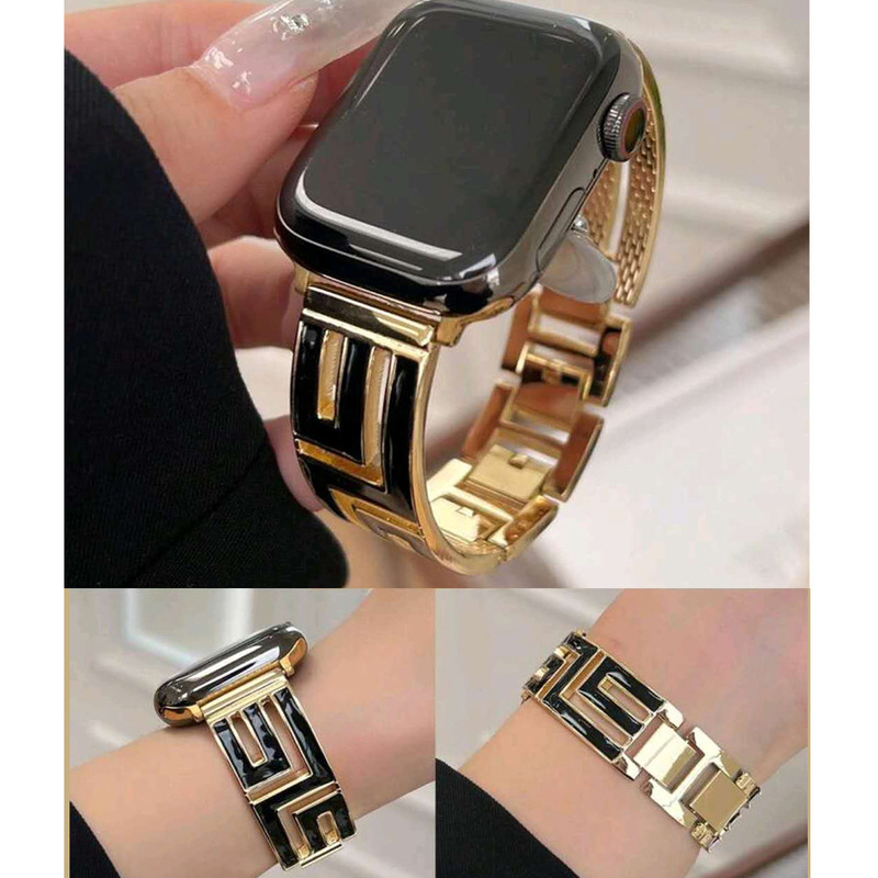 Suitable for Apple Watch Wristband Iwatch45678/Se Generation Smart Watch with Pearl Oil Metal Strap