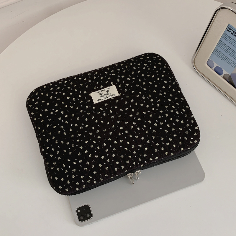 Korean-Style Floral Quilted Notebook Sleeve Bag 13inch iPad Computer Bag Storage Protective Cover Lightweight Simple and Stylish