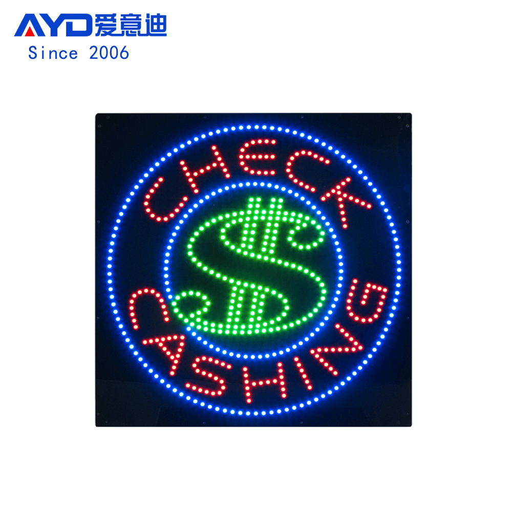 LED广告灯箱广告牌标识图案定制 LED CHECK CASHING SIGN 75x75cm
