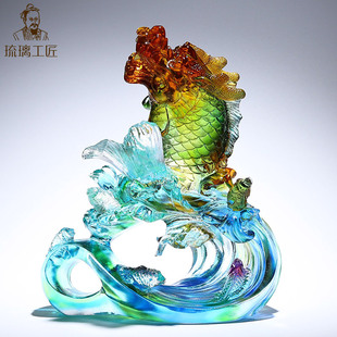 Moving House Gift, Glass Carp for Prosperity Every Year, Living Room Tv Cabinet, Wine Cabinet, Entrance Decoration, Light Luxury Ornaments