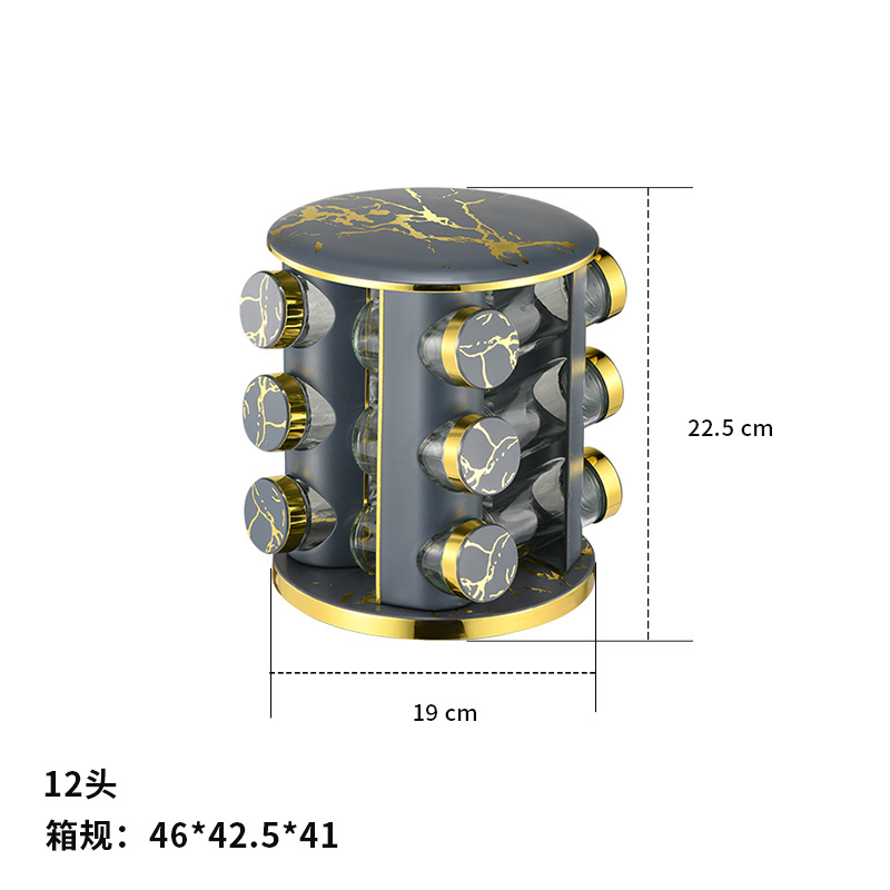 Botella de condimento de cocina estante conjunto redondo mármol estante de condimento de acero inoxidable estante giratorio