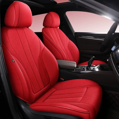 Modelə uyğun (Original) oturacaq örtükləri Tiguan L, 360-Degree Full Coverage, Breathable - big-red-standard-edition-five-seats-linen-fully-surrounded-by-front-and-rear-rows