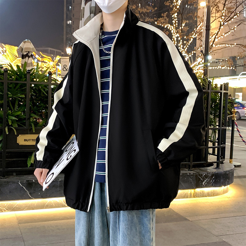 大码青少年外套男春秋新款潮牌百搭加绒宽松加肥加大胖子男装夹克|undefined