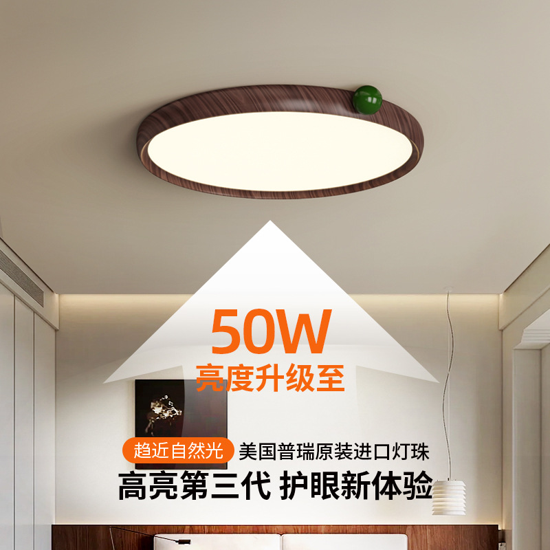 Viento de madera dormitorio lámpara de techo retro medieval sala de luz de frutas de color nuez protección de ojos niños lámpara de estudio