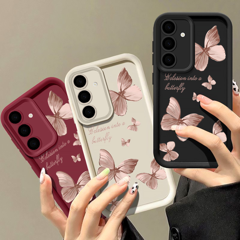 Suitable for S26Ultra Painted Butterfly Phone Case Samsung A55 Graffiti Letters S25Edge Anti-Fall Ladder Protection