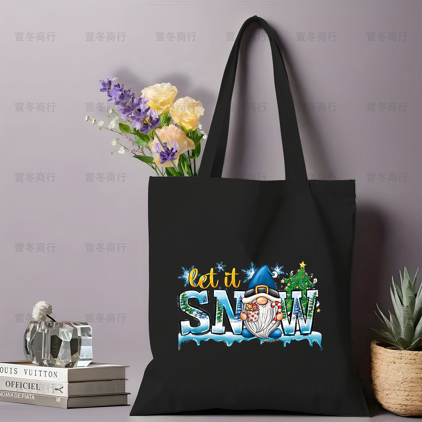 Bolsa de lona de Santa Claus de dibujos animados estudiantes bolsas de lona de mano de Navidad bolsas de hombro de gran capacidad ventas calientes transfronterizas