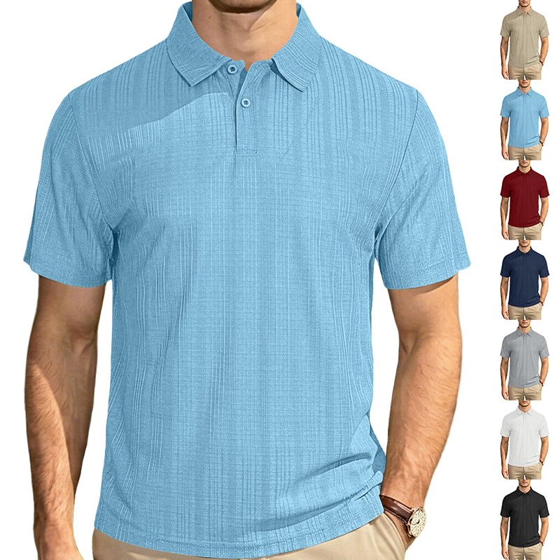 Transfronterizos europeos y estadounidenses de verano delgados de color sólido cuello pequeño cuadrado de manga corta transpirable tamaño grande suelto polo casual