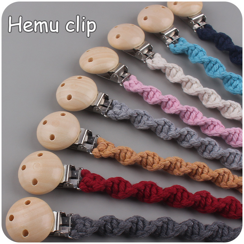 Bebé suministros hemu pezón clip pezón cuerda creativa DIY bebé tejido a mano cuerda de algodón cadena de pezón